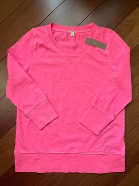 NWT J. Crew Marled Neon 3/4 Sleeve Lightweight Sweatshirt